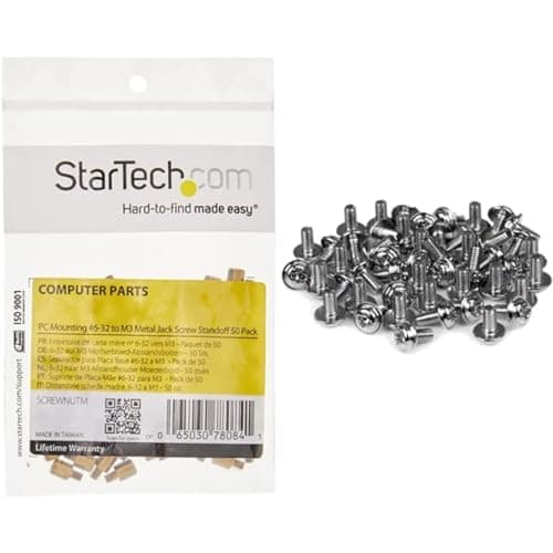 Image of StarTech.com Metal Jackscrew Standoffs #6-32 - 0.2 in (pack of 50) - SCREWNUTM & PC Mounting Computer Screws M3 x 1/4in Long Standoff - Screw kit