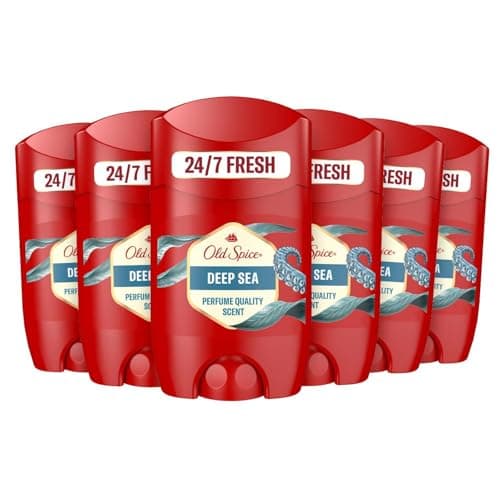 Image of Old Spice Deep Sea Deodorant Stick For Men 6x50ml, Aluminium Free. Long Lasting Perfume Quality Scent, 48H Fresh. Invisible on Black & White - Packaging May Vary