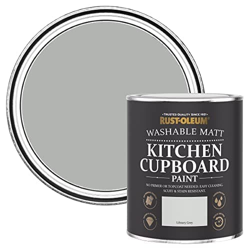 Image of Rust-Oleum Grey Kitchen Cupboard Paint in Matt Finish - Library Grey 750ml