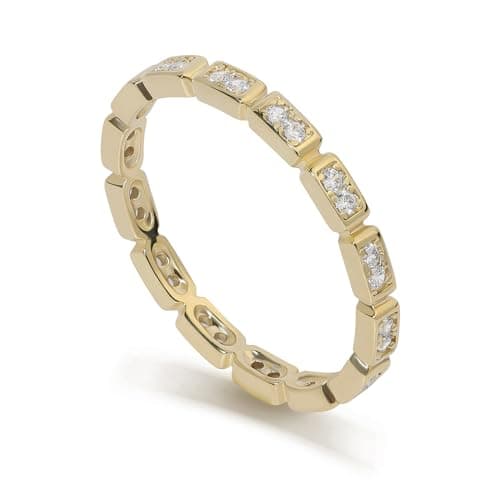 Image of Meissa Silver Thumb Rings for Women, Cubic Zirconia Stackable Eternity Band, Gold Plated Stacking Pinky Rings, Minimalist Thin Stack Ring Wedding Band, Gold, M 1/2