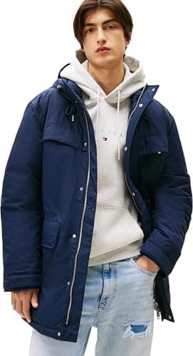 Image of Tommy Jeans Men’s City Ready Parka with Hood, Blue (Dark Night Navy), L