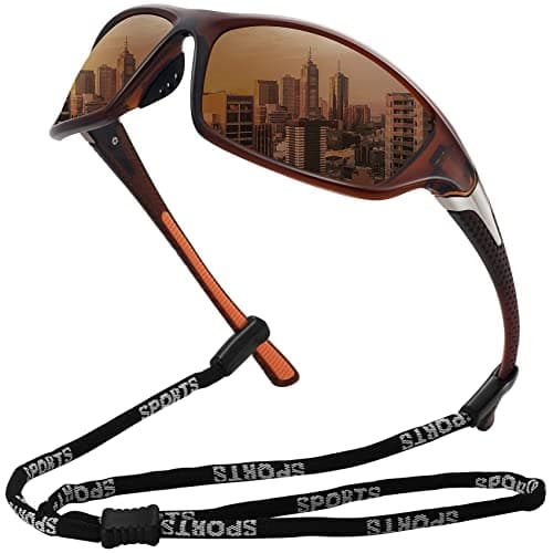 Image of MEETSUN Polarized Sports Sunglasses for Men Women Driving Cycling Fishing Sun Glasses UV400 Protection Brown Frame-Brown Lens