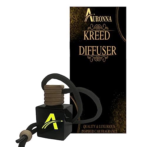 Image of Auronna Car Air Freshener Kreed Hanging Car Diffuser For Men & Women - Long Lasting Car Perfume - Wooden Cap & Cube Bottle With 8ml Filling (Kreed)