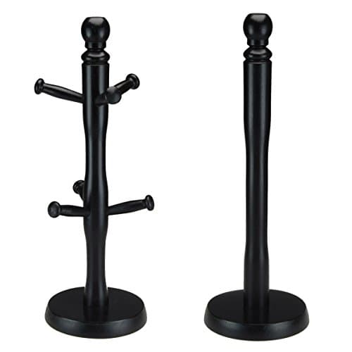 Image of Apollo Beech Mug Tree and Kitchen Roll Holder Black