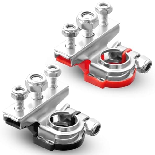 Image of URAQT Battery Terminal Connectors, 3 Way 12V/24V Leisure Battery Terminals, Positive Negative Copper Plate Cable Clamp Quick Connector, Car Battery Terminals Clamps for Car Boat Motorhome Caravan