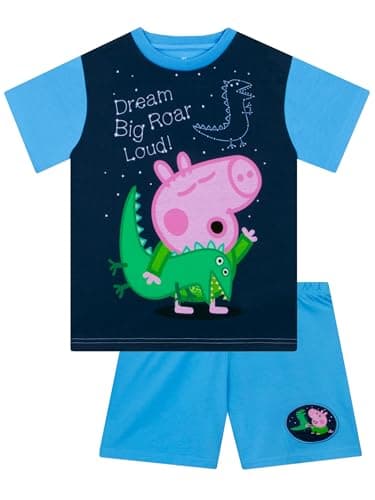 Image of Peppa Pig Pyjamas, Short Sleeve Boys Pyjamas, George Pig Pyjama Set, Summer Pjs For Boys, Blue 18-24 Months