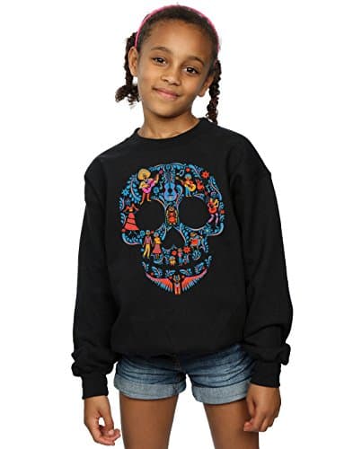 Image of Disney Girls Coco Skull Pattern Sweatshirt 7-8 Years Black