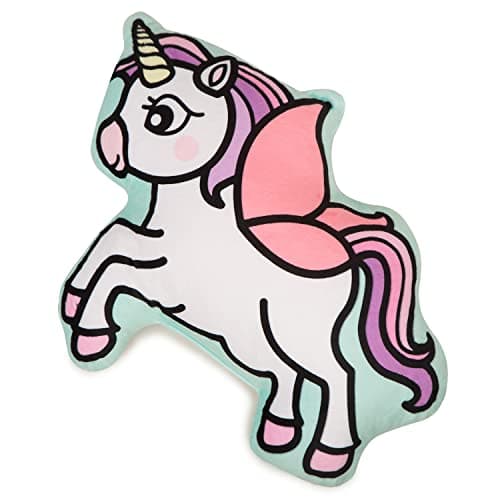 Image of Ferocity Velvet Deco Pillow for Kids Children Cushion Cover with Filling 40 cm Large; Decoration for Children Motif Colorful Unicorn [091]