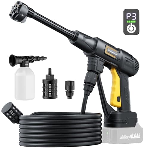 Image of Pressure Washer for makita 18V (NO battery) Cordless Battery Pressure Washer Jet Washers for Car Garden Home Patio with foam spray pot and 5m water hose, 6 in 1 Nozzles Water Gun