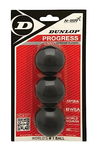 Image of Dunlop Squash Balls Progress Red, 3 Ball Blister Pack, for Recreational and Hobby Players - Medium Speed