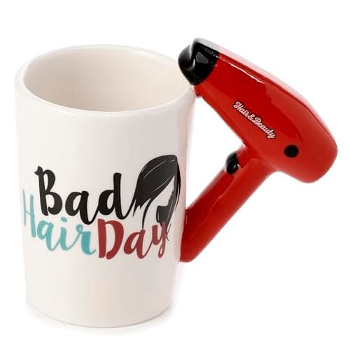 Image of Puckator Hair Drier with Slogan Ceramic Shaped Handle Tea Coffee Mug - Funny Home Accessories For Girlfriend - Large Mugs for Men Women Hot Drinks Cute Cups Presents Secret Santa Gift