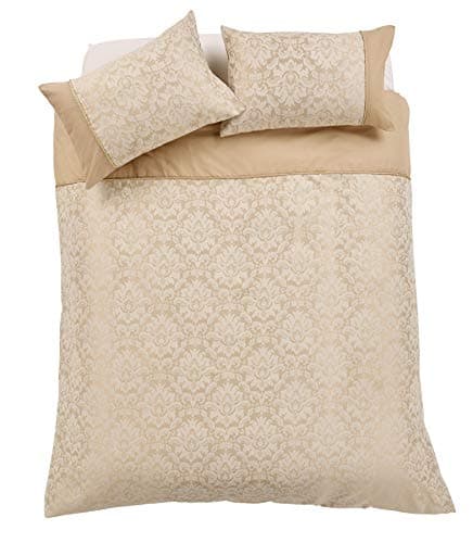 Image of Olivia Rocco Savoy Jacquard Duvet Set Easy Care Double King Super King Size Quilt Covers & Pillowcases Bedding, King, Gold