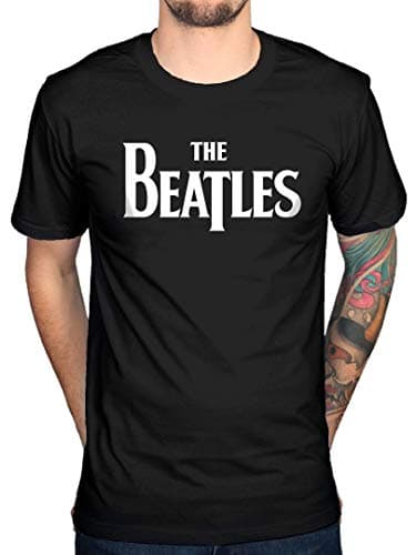 Image of Official The Beatles Drop T Logo T-Shirt Black