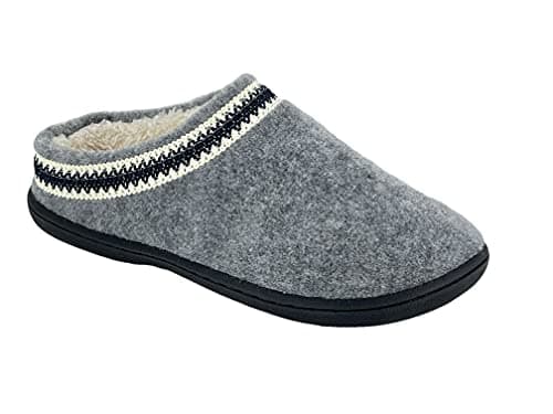 Image of Clarks Womens Wool Felt Clog Slippers JMH1319T - Warm Cozy Plush Faux Fur Lined - Indoor Outdoor House Slipper for Women, Lt Grey, 7.5 UK