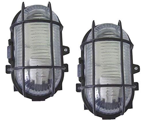 Image of 2 X Black Outdoor Garden Exterior Security Bulkhead Bulk Head Light LAMP 60W