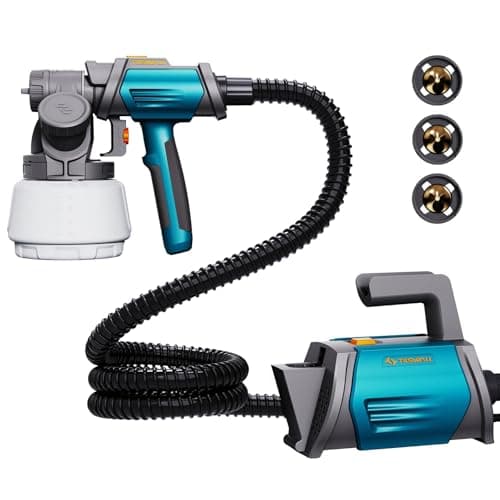 Image of Tilswall Paint Sprayer 800W Electric Fence Paint Sprayer with 1300ml Container, HVLP Spray Paint Gun with 4 Nozzles and 3 Spray Modes for Fences, Sheds, Decking, Walls, Ceilings, Garden Furniture