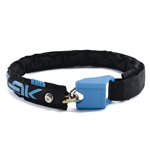 Image of Hiplok LITE Wearable Bike Chain with Lock - Black/Cyan. Lightweight 1Kg. 75cm Long, 6cm Thick, 8mm Shackle. Chain for Bicycle Lock. 10 Year Warranty