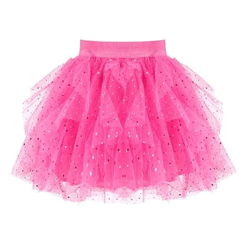 Image of Sunny Fashion Girls Skirt Rose Pink Polka Dot Sparkling Tutu Party Ballet Tulle Age 4-5 Years