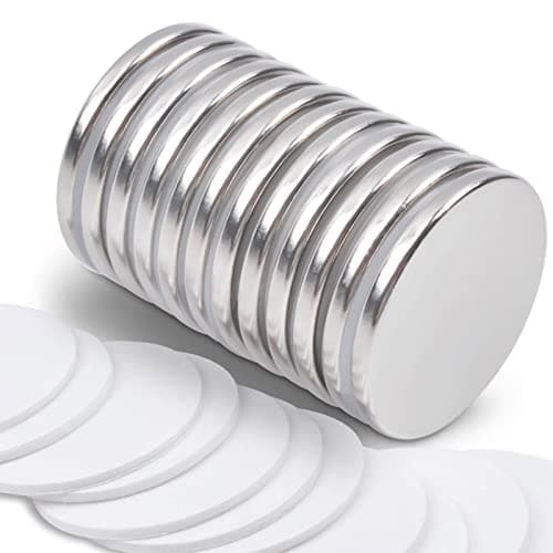 Image of MIN CI 12-Pack 20x2mm Neodymium Magnets - Strong Round Mini Adhesive Magnets for Crafts, Fridge, Whiteboard, Office and Industrial Use