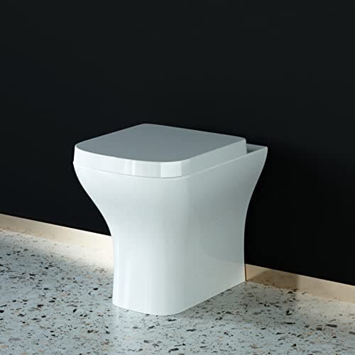 Image of Biubiubath BTW Toilet Pan with Soft Close Seat Bathroom Cloakroom WC Modern Back to Wall