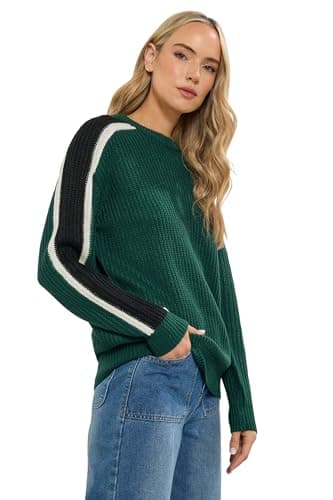 Image of Long Tall Sally - LTS Tall Sleeve Stripe Knitted Jumper - Women's Green