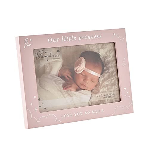 Image of Baby 6" x 4" Photo Frame by Bambino Moon and Stars - Our Little Princess/Pink