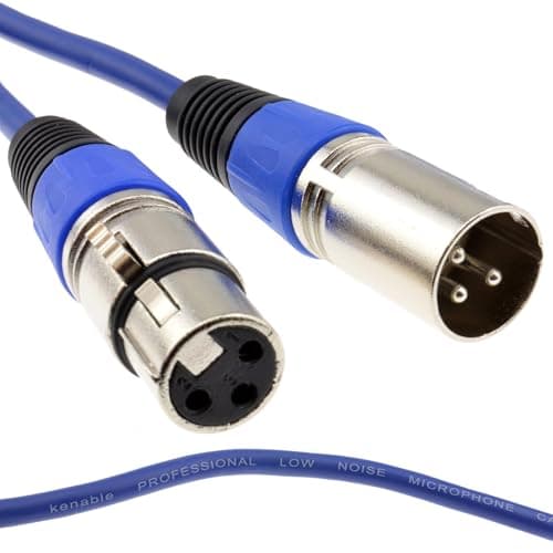 Image of kenable XLR Microphone Cable 3 Pin Male to Female Balanced Audio Lead Screened Patch Cord Blue 3m