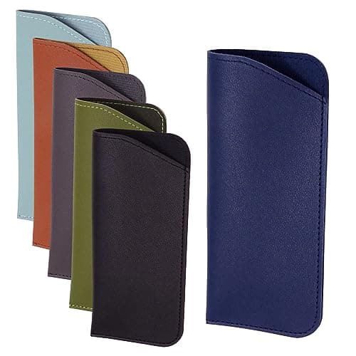 Image of Glasses Cases, 6 Pcs Soft Reading Glasses Case Leather Spectacle Cases Portable Sunglasses Pouch Eyeglasses Storage Bags for Women Men Travel