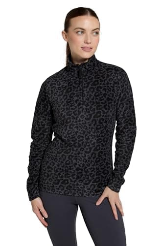 Image of Mountain Warehouse Camber Half Zip Women's Striped Fleece - Lightweight, Warm & Cosy Half Zip Sweatshirt Top - Best for Camping, Outdoors, Travelling & Hiking Grey (Stripe) XXS