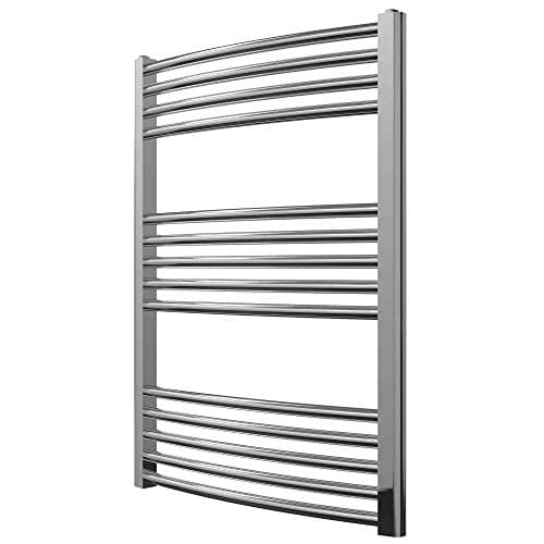Image of Greened House Chrome Curved Heated Towel Rail 600mm wide x 800mm high Central Heating Towel Radiator