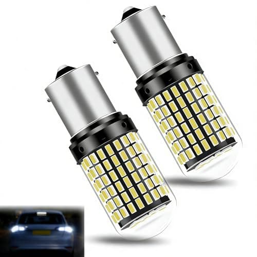 Image of Mewneap 2PCS P21W 1156 BA15S LED Bulbs, 12V 24V Car Indicator Light, 5W 6000K Cool White, Waterproof Bayonet LED Bulb, Halogen Replacement for Reverse Brake Tail Lights