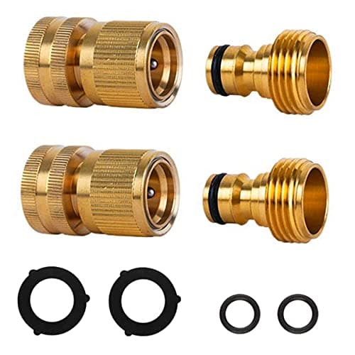 Image of Garden Hose Quick Connect Fittings,Male Quick Connect Solid Brass Quick Connector Garden Hose Fitting Water Hose Connectors 3/4 inch GHT 4 PCS (Kit 3)