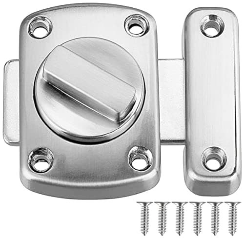 Image of Litensh Bathroom Door Bolt Lock Toilet Door Latch Rotate Bolt Gate Slide Latch Stainless Steel Door Locks Brushed Safety Cabinet Slide Lock Latches Silver 55MM