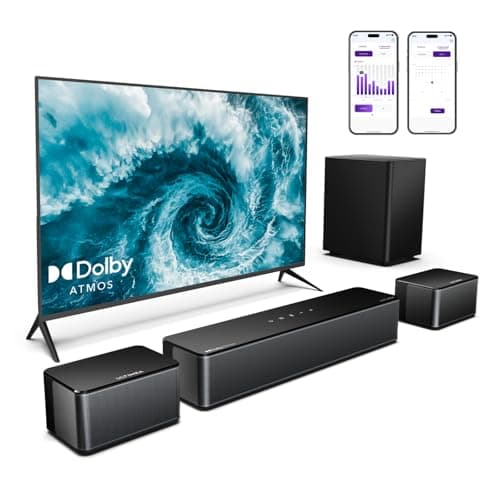Image of ULTIMEA 5.1 Soundbar with Dolby Atmos, 410W Surround Sound System Sound Bar for TV, Sound Bar with Wireless Subwoofer, Surround and Bass Adjustable Home Audio TV Speakers, APP Control, Poseidon D60
