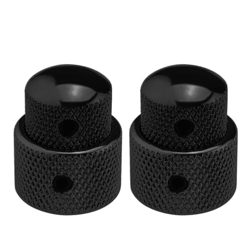 Image of SG Store 2pcs Guitar Dual Layer Concentric Control Knobs Electric Guitar Metal Volume Knob Potentiometer Cap Guitar Double Layer Metal Knob Cap Volume Knob Cover, Black