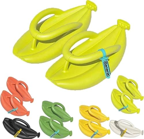 Image of LaoSShu Cute Banana Slippers - Flip Flops Banana Slides,Summer Anti-Slip Cute Cartoon Thickness Beach Sandals(Light Green,40-41)