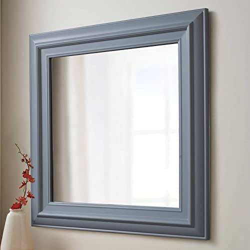 Image of DEENZ GREY WALL MIRROR square frame dorset country style wall mirror 55x55cm