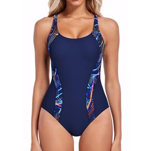 Image of iSLASISIA One Piece Swimming Costume Women Athletic Black Scoopback Swimsuit Sport Modest Swimwear Body Shaping Bathing Suit(DL,UK14)