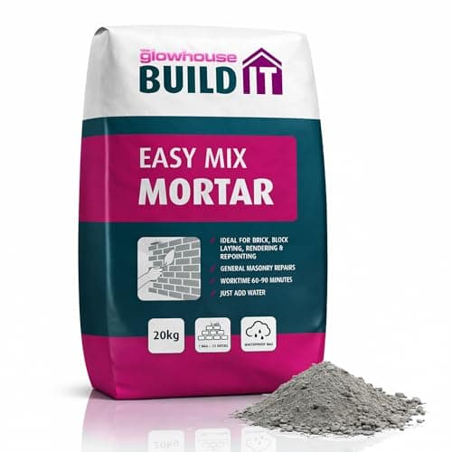 Image of The Glowhouse Easy Mix Mortar Just Add Water Ready Mixed For Brick, Block, Rendering & Repointing Masonary Repairs Waterproof Bag 20kg