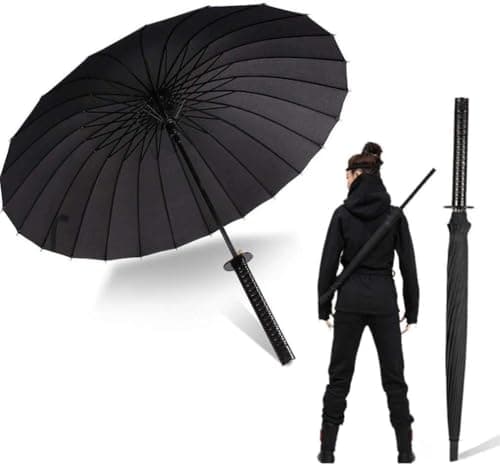 Image of Moontay Large Samurai Umbrella - Stormproof with 24 Ribs and Black Long Handle