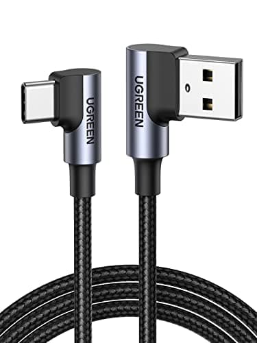 Image of UGREEN USB to USB C Cable Right Angle 3A 90 Degree USB C Charger Cable Fast Charging Compatible with iPhone 17/16/15 Pro Max Galaxy S25 S24 Ultra A53 Pixel 9 8 Redmi Note 11 Huawei P60 P50 Pro (0.5M)