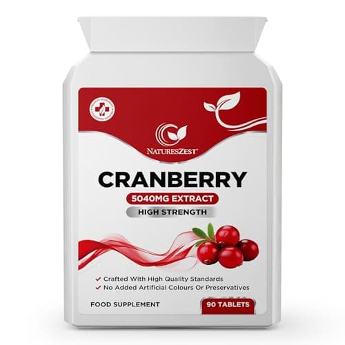 Image of Cranberry Fruit Extract 5040mg - 90 Cranberry Capsules | Urinary Tract & Bladder Support | Vegan, Non-GMO, | Made in UK | High Strength Supplements for Men and Women | 3 Month Supply