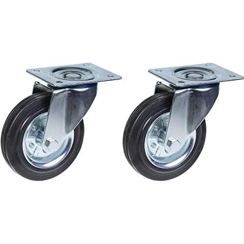 Image of 160mm 6" castor rubber tyre, swivel, strong 300kg capacity, set of 2