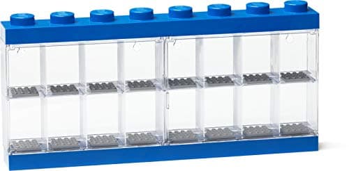Image of Room Copenhagen Lego Minifigure Display Case, Stackable Storage Container for Collectible Figurines, 8 Stud, Bright Blue