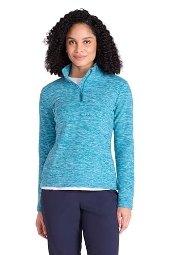 Image of Mountain Warehouse Snowdon Womens Fleece Top - Warm Ladies Pullover, Lightweight Sweater, Half Zip, Breathable & Quick Drying - Spring Summer, Walking, Travel Light Teal Women's Size 14