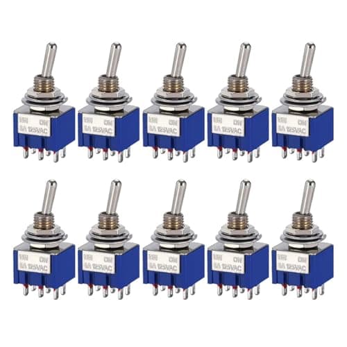 Image of Hailege 10pcs MTS-202 DPDT Toggle Switch ON/ON 6 Pins 2 Position AC 125V/6A MTS202 DPDT Toggle Switch