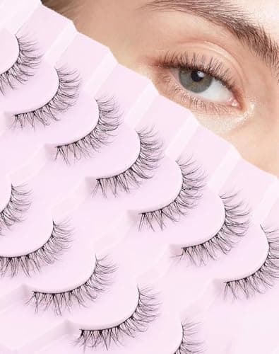 Image of Onlyall Eyelashes Natural Look Fake Eyelashes Natural Lashes Lightweight False Eyelashes Wispy Lashes 3D Faux Mink Eyelashes 7 Pairs D3