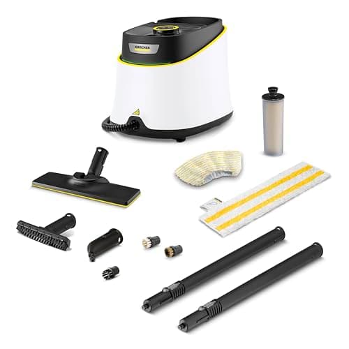 Image of Kärcher SC 3 Deluxe Home Steam Cleaner, 1900W, 3.5 bar, 1L, 75m², Heats in 30s, Includes Floor Cleaning Kit, Descaling Cartridge, Nozzles, White
