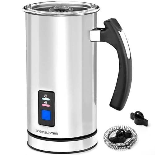 Image of Andrew James Electric Milk Frother 5 in 1 – Electric Milk Steamer, Coffee Frother, Hot Chocolate Maker, Velvetiser Heater Jug, 300ml 500W Non-Stick, Simple One-Touch Operation