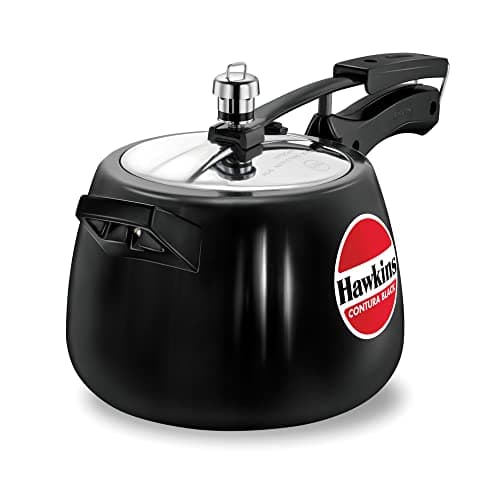 Image of Hawkins Contura Black 4 Litre Pressure Cooker, Hard Anodised Cooker, Handi Cooker, Black (CB40)